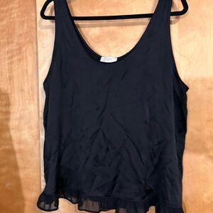 LOFT Black Ruffle Hem Camisole